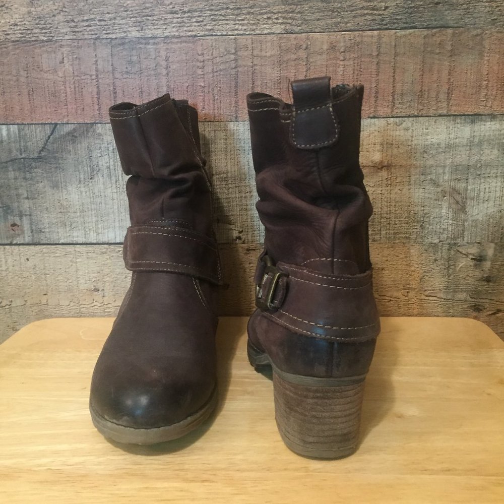 Remonte Dorndorf Ankle Boots Brown Lined Leather Slouch Style 2" Heel US Size 10